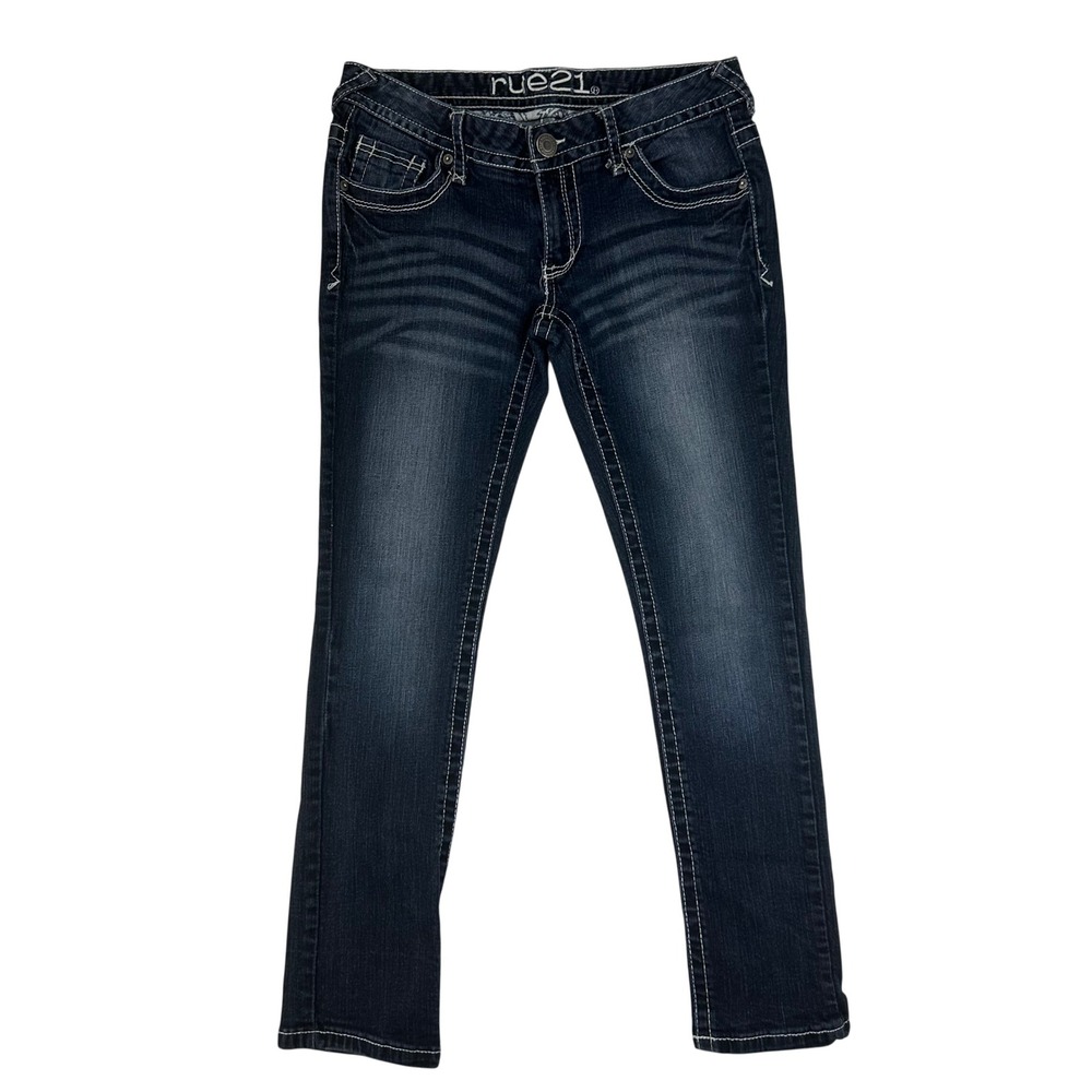 Rue21 Women's Skinny Jeans - Dark Blue Wash